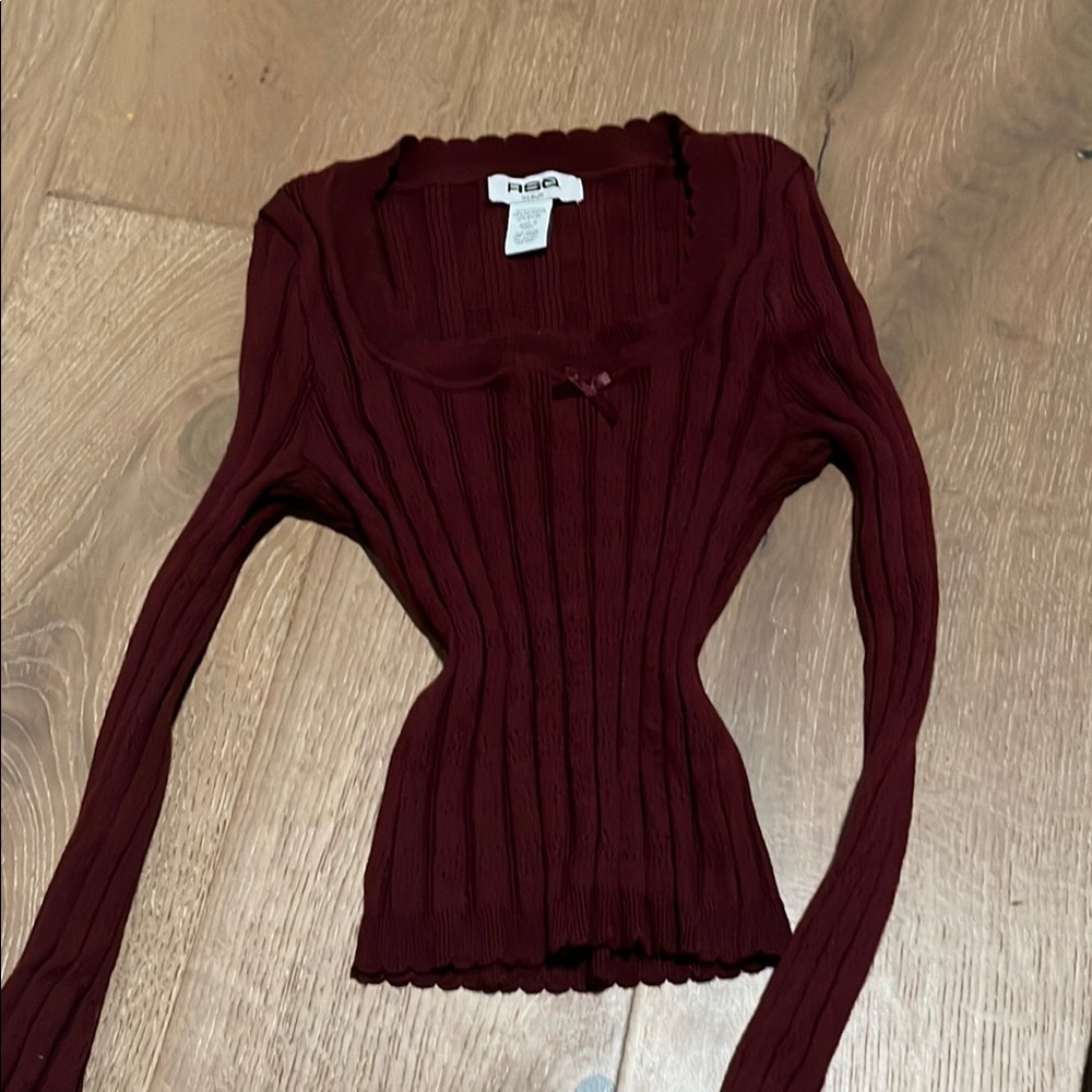 Bebe Burgundy Ribbed Sweater